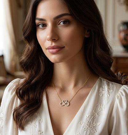 14K Gold and Diamonds Infinity Heart Necklace