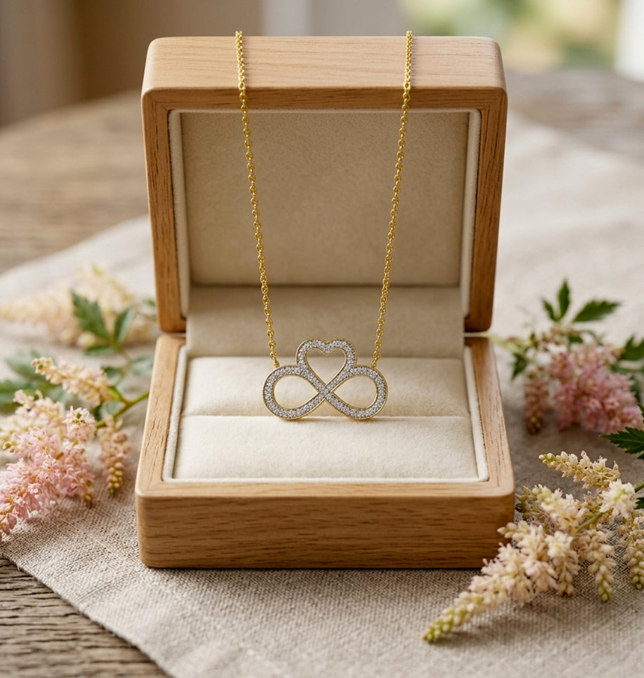 14K Gold and Diamonds Infinity Heart Necklace