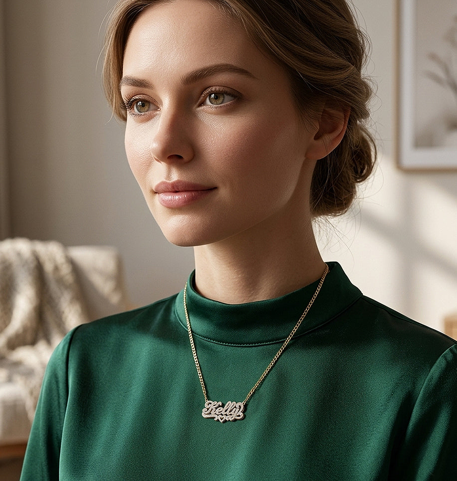 14K Gold and Diamonds Name Necklace