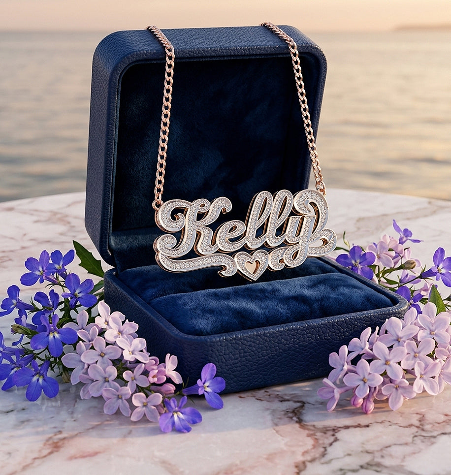 14K Gold and Diamonds Name Necklace