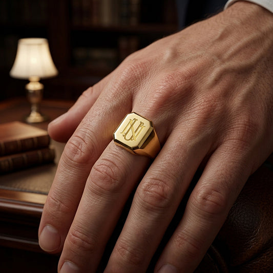 14K Yellow Gold Polished Rectangular Signet Ring