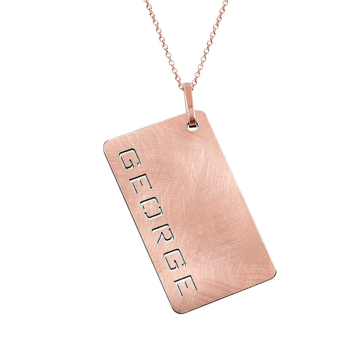 14K Gold Dog Tag Necklace with Personalized Name