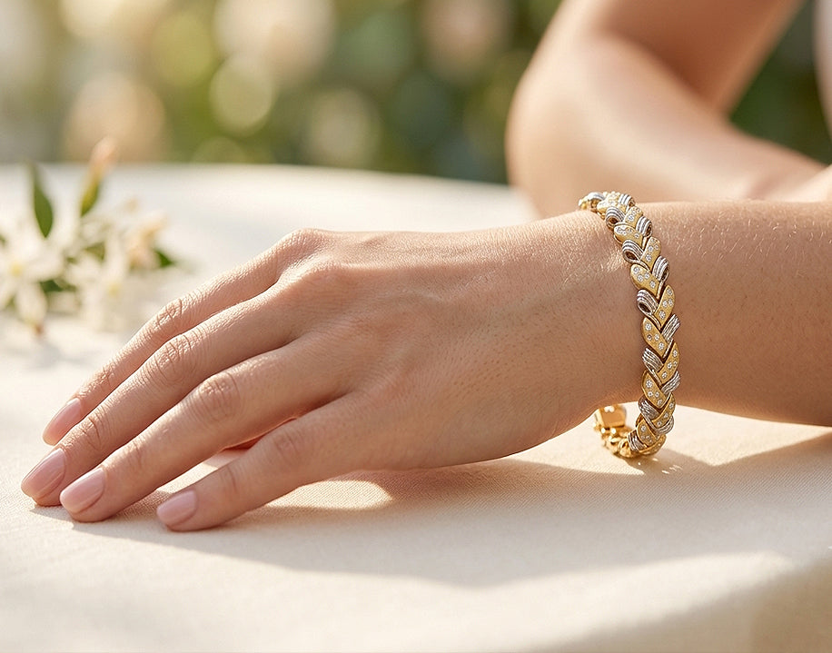 14k White and Yellow Gold 2 Tone Bracelet