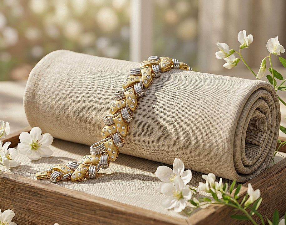 14k White and Yellow Gold 2 Tone Bracelet