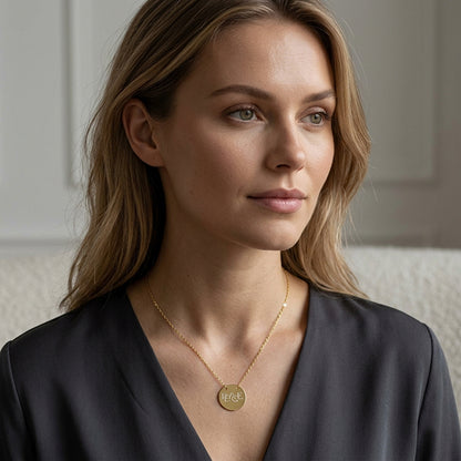 14kt. Gold and Diamonds Peace Disc Necklace with Diamonds