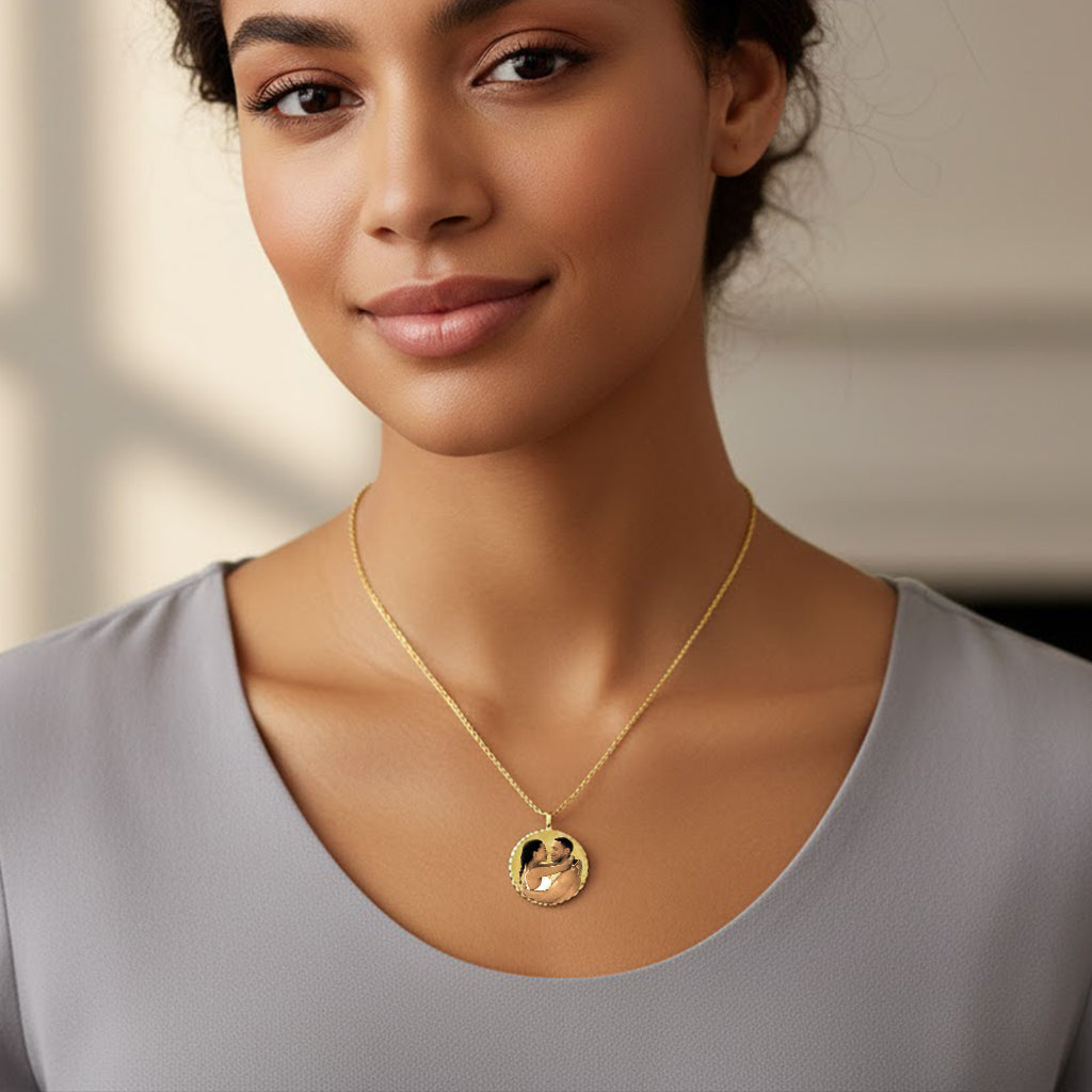 Round Photo Pendant with Diamond Cut Edges