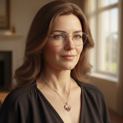 Personalized Heart Shape with Rope Chain Frame and HD Laser Printed Custom Jewelry with Your Pictures