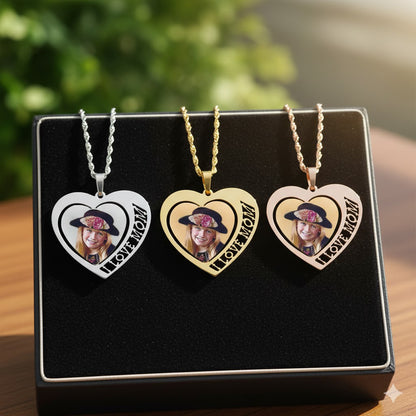 Heart Picture Pendant with Personalized Name | Sterling Silver