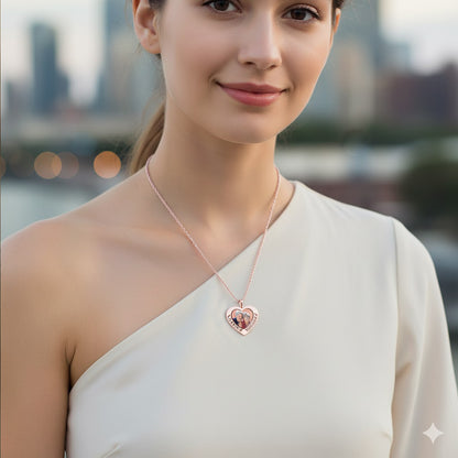 Personalized 14K Gold Picture Pendant - Heart Cut-Out Shape with Name