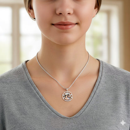 Personalized 14K Gold Picture Pendant - Round Shape with Heart and Name Cut-Outs
