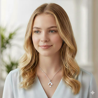 14K Gold Picture Pendant - Cross with Heart Cut-Out Shape for Personalized Photo Charm