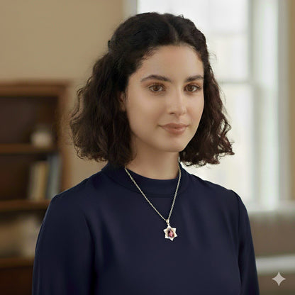 Personalized 14K Gold Picture Pendant - Star of David with Hexagon Cut-Out Shape