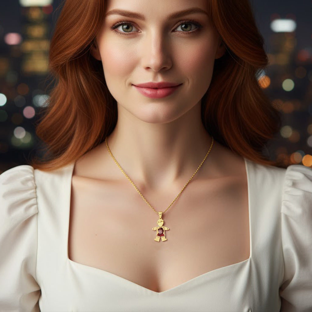 Baby Boy Picture Pendant with Shirt Cut-Out - Personalized Custom Jewelry with Your Pictures | Sterling Silver