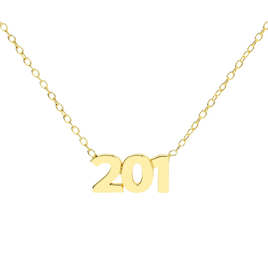 Personalized 14K Gold Modern Block Number Necklace