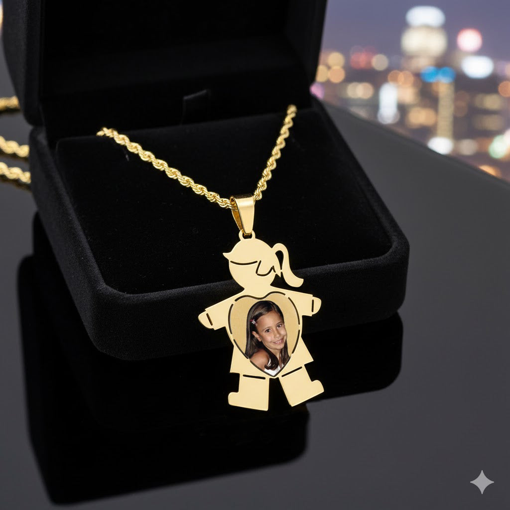 Baby Girl Picture Pendant with Heart Cut-Out - Personalized Custom Jewelry with Your Pictures | Sterling Silver