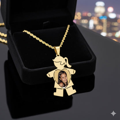 Baby Girl Picture Pendant with Heart Cut-Out - Personalized Custom Jewelry with Your Pictures | Sterling Silver