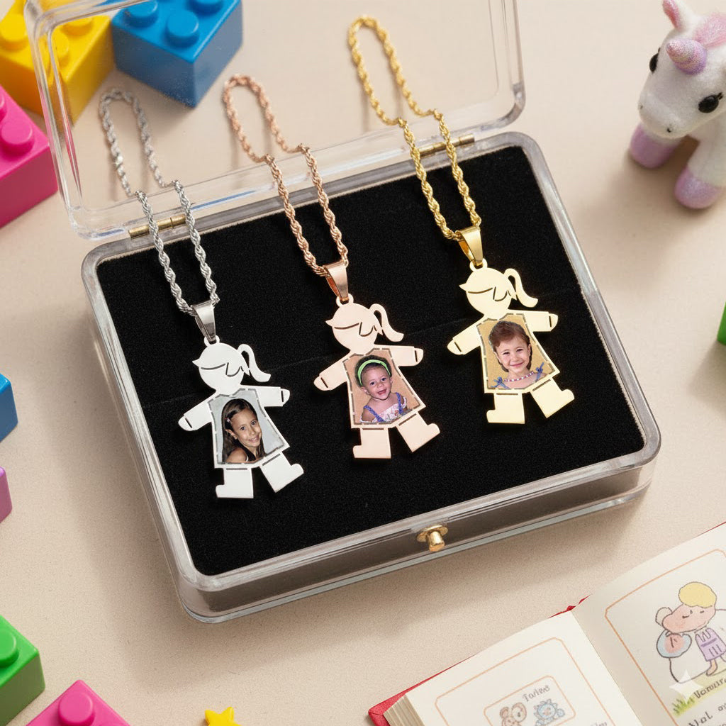 Baby Girl Picture Pendant with Shirt Cut-Out - Personalized Custom Jewelry with Your Pictures | Sterling Silver
