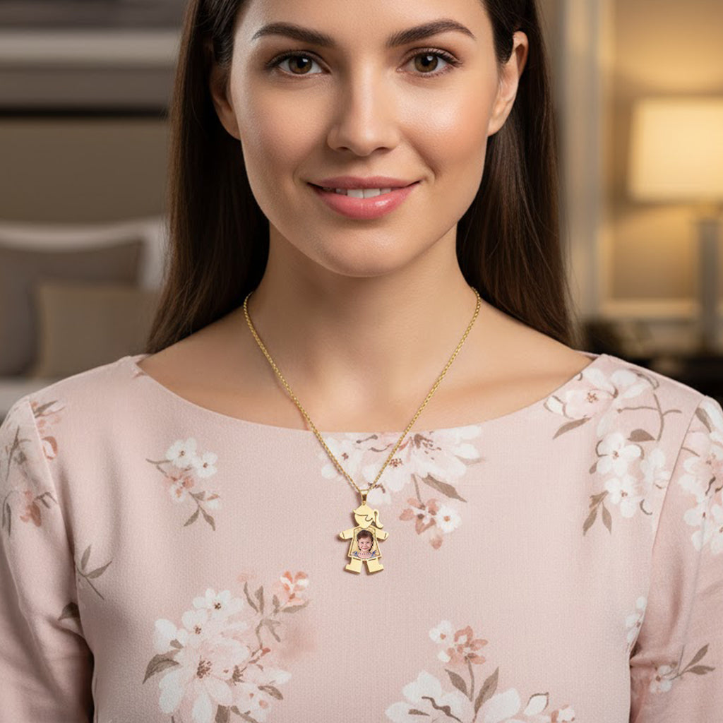 Baby Girl Picture Pendant with Shirt Cut-Out - Personalized Custom Jewelry with Your Pictures | Sterling Silver
