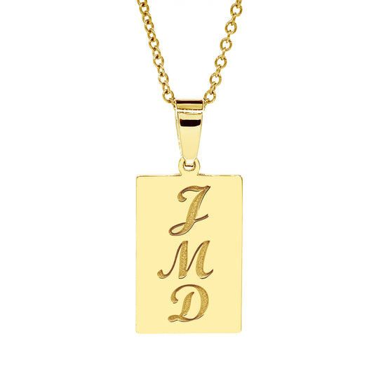 Personalized 14K Gold Square Tag with Engraving | High Polish