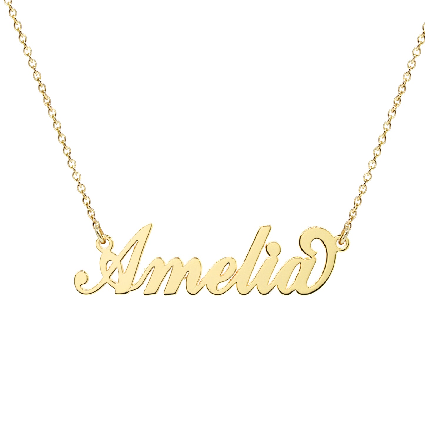 Chain Name Pendant Necklace in High Polished 14K Gold