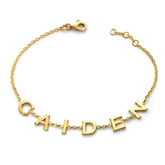 Custom Initial Name Bracelet in 14K Gold