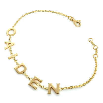 Custom Initial Name Bracelet in 14K Gold