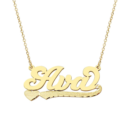High Polished 14K Gold Nameplate Necklace
