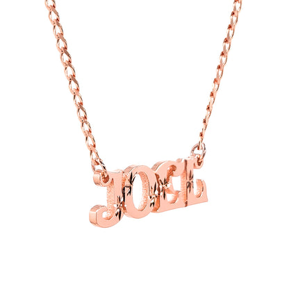 Diamond Cut Nameplate with Curb Chain in 14K Gold