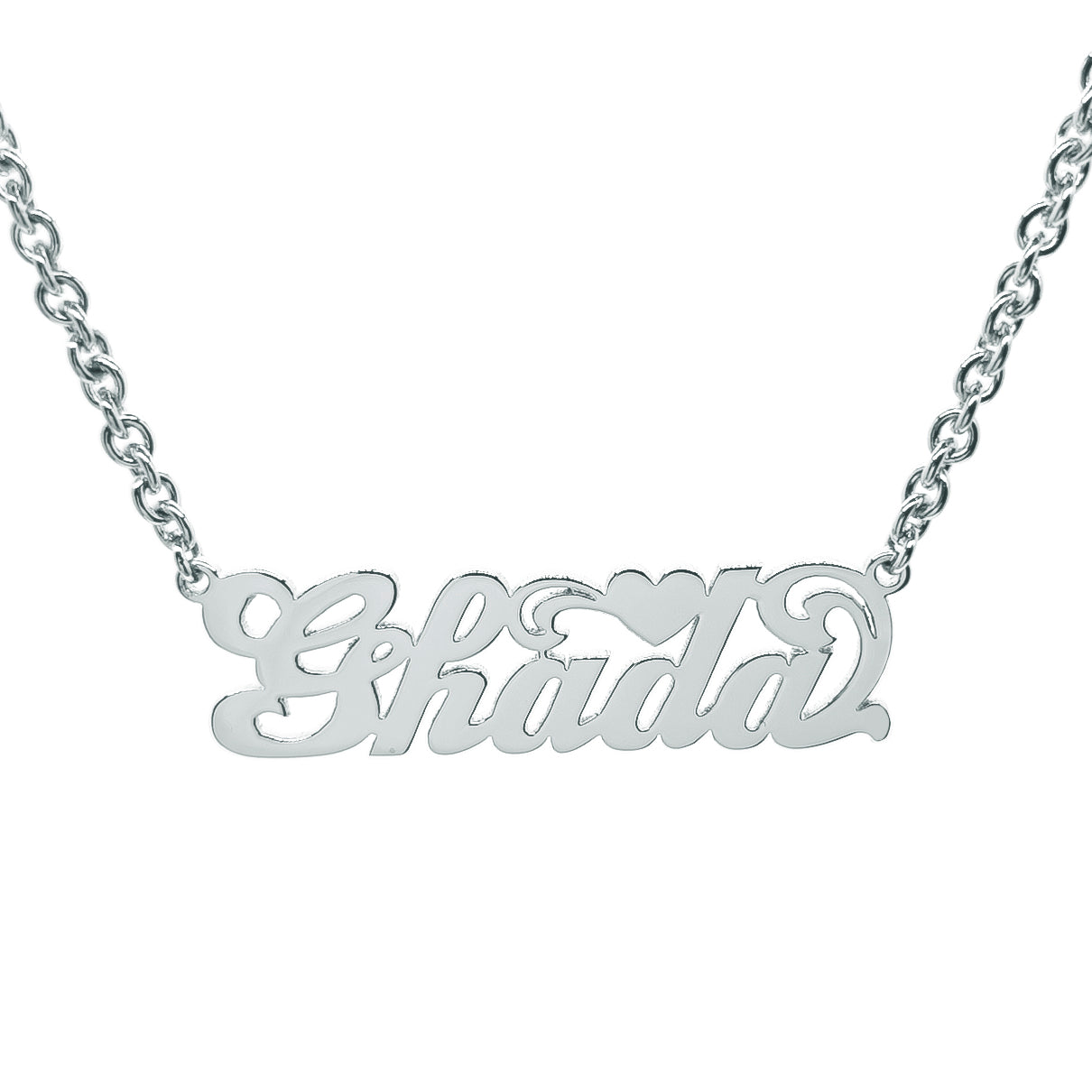 Solid 14K Gold Heart Nameplate Necklace | High Polish