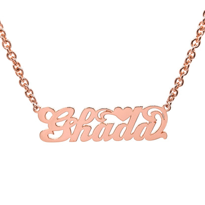 Solid 14K Gold Heart Nameplate Necklace | High Polish