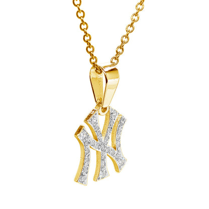 New York Baseball Team Charm Pendant with Diamonds and 14K Gold (1.5 inch size)