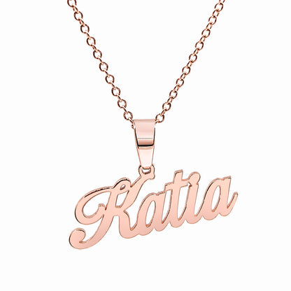 Fancy Script Name Pendant with Bail in 14K High Polished Gold