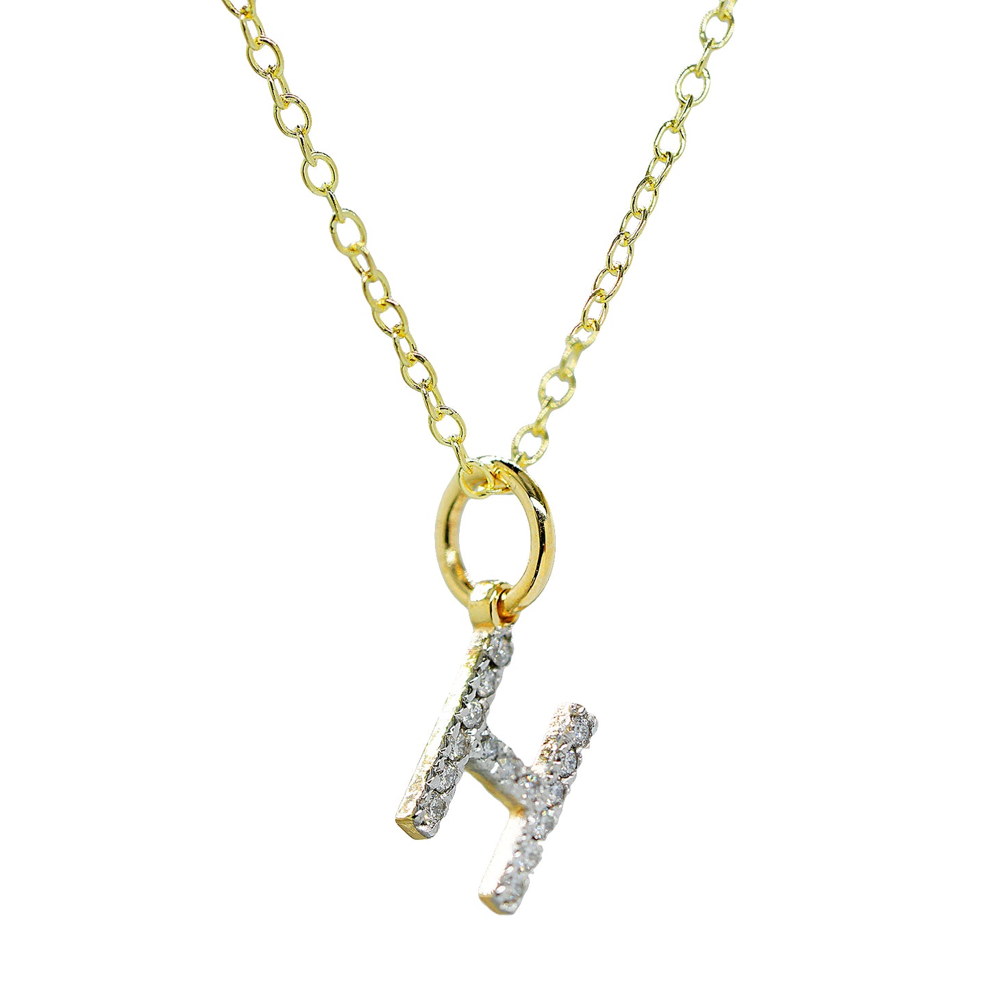 Initial Charm Pendant in Genuine Diamonds and 14K Gold | 8mm
