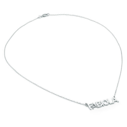 High Polish 14K Gold Name Necklace where 2nd Letter is Covered in Diamonds