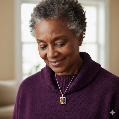 Rectangular Picture Pendant with Cut-Out - Personalized Custom Jewelry with Your Pictures | Sterling Silver