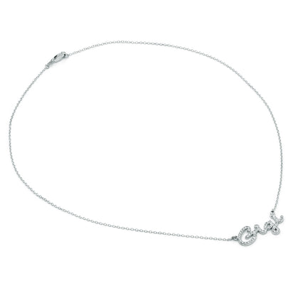 Custom Script Text Name Pendant with Diamonds in 14K Gold Setting