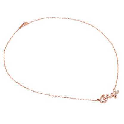 Custom Script Text Name Pendant with Diamonds in 14K Gold Setting