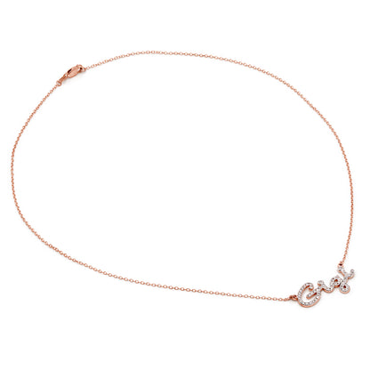 Custom Script Text Name Pendant with Diamonds in 14K Gold Setting