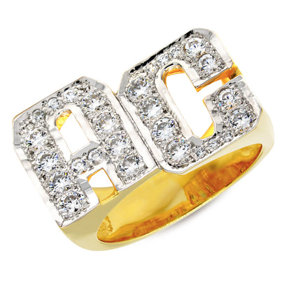 Two Initial Diamond Ring in 14K Gold
