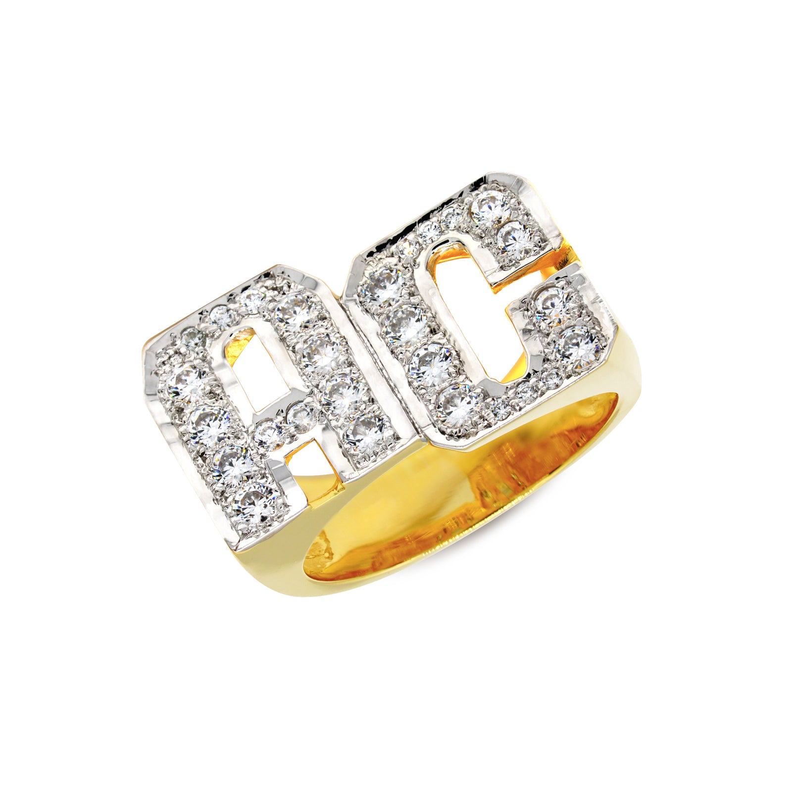 Two Initial Diamond Ring in 14K Gold – Monograms NYC