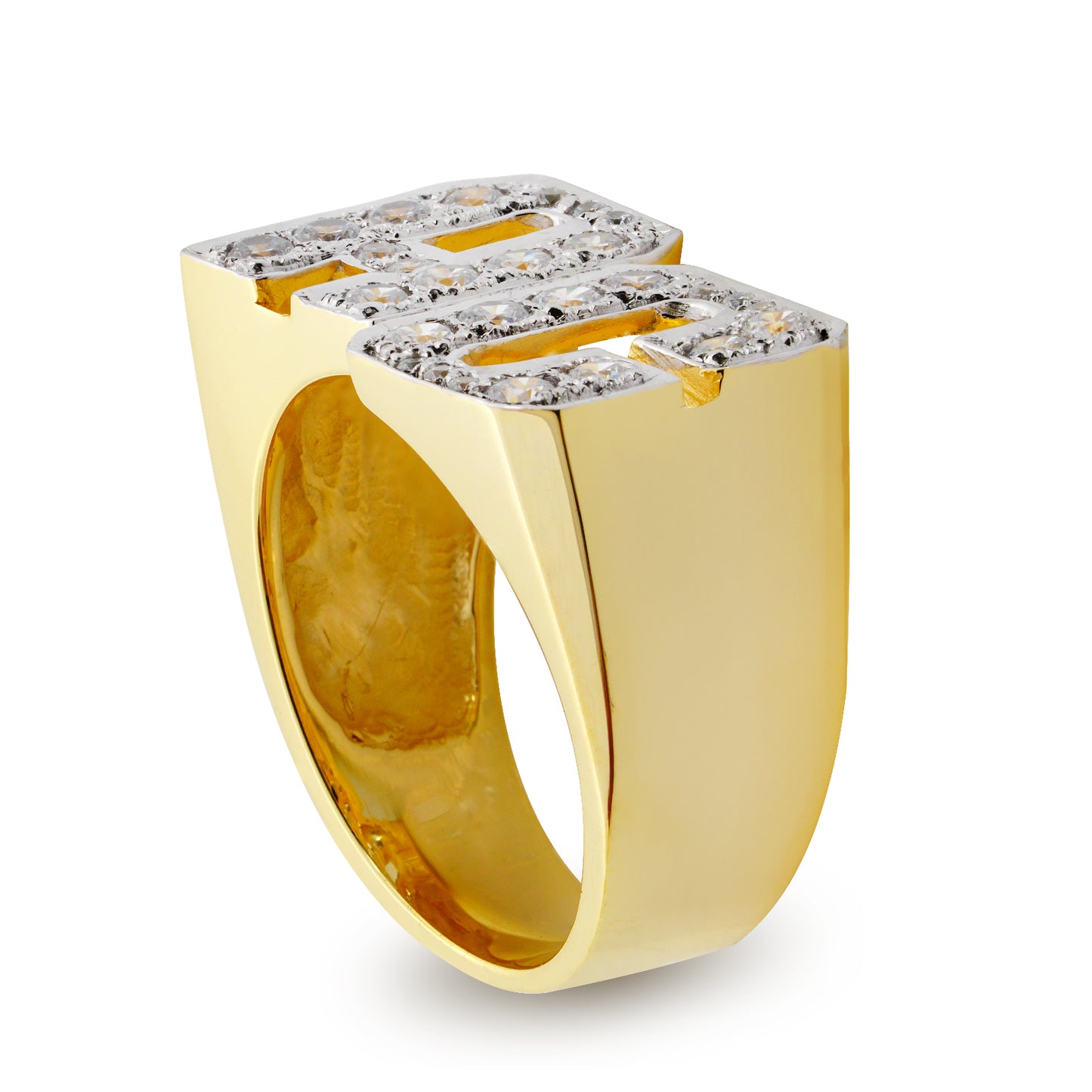 Two Initial Diamond Ring in 14K Gold