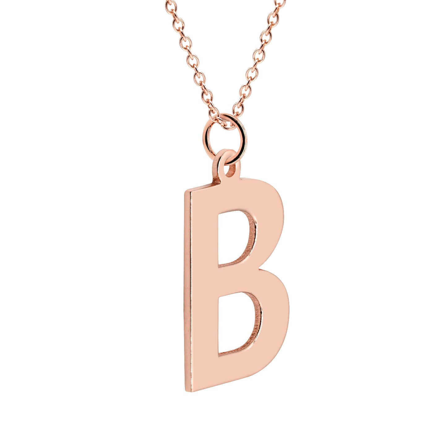 Block Text Initial Pendant Charm in High Polished 14K Gold | 14mm