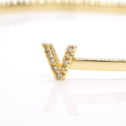 Initial Ends Bangle in 14K Gold | 6mm Tall