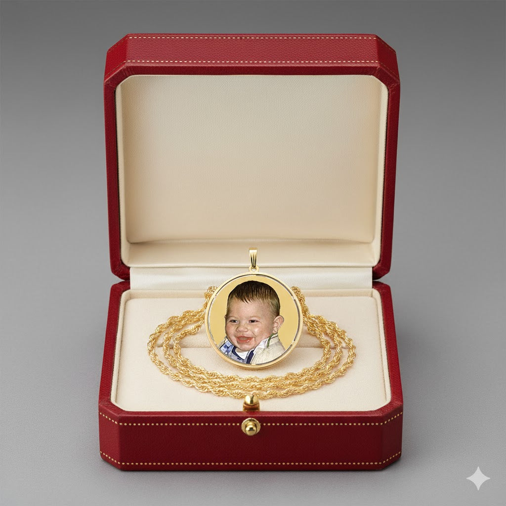 Round Picture Pendant 14K Gold with Cut-Out - Personalized Custom Jewelry with Your Pictures