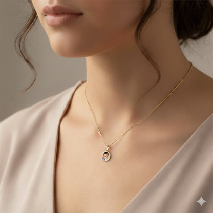 Round Picture Pendant 14K Gold with Cut-Out - Personalized Custom Jewelry with Your Pictures