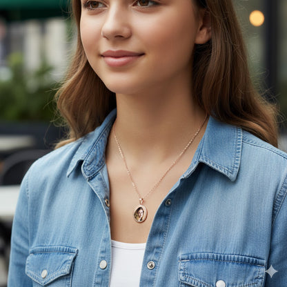 14K Gold Oval Picture Pendant with Cut-Out - Personalized Custom Jewelry with Your Pictures