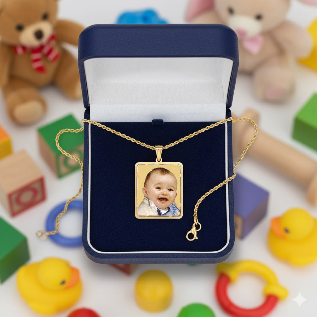 Rectangular Picture Pendant with Cut-Out - Personalized Custom Jewelry with Your Pictures | Sterling Silver