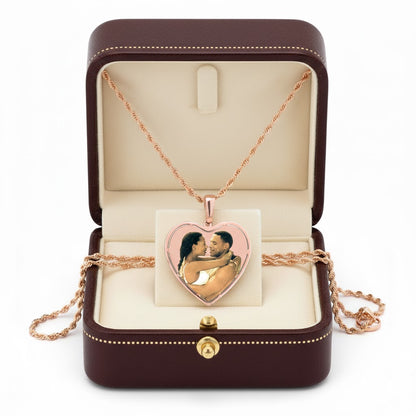 Heart Shape Picture Pendant with Frame - Personalized Cut-Out Charm Necklace | Sterling Silver