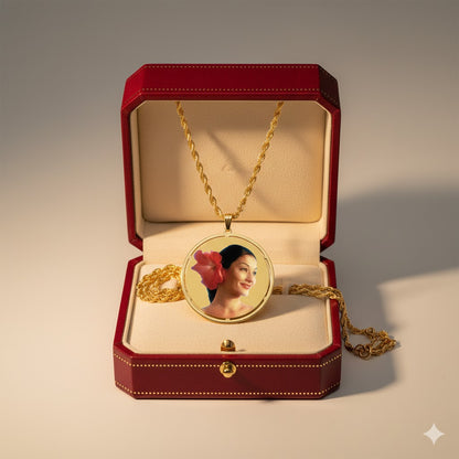 Round Picture Pendant 14K Gold with Cut-Out - Personalized Custom Jewelry with Your Pictures