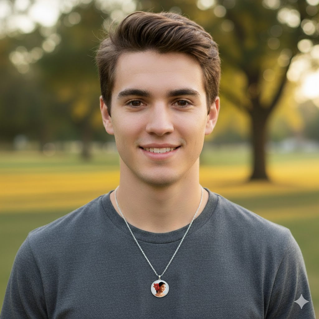 Round Picture Pendant 14K Gold with Cut-Out - Personalized Custom Jewelry with Your Pictures